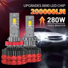 DrViAion 2 bóng đèn pha LED ô tô công suất cao 280W H4 H7 200000LM H11 9005 HB3 9006 HB4 9007 HB5 9008 H13 9012 HIR2 Bóng đèn pha LED ô tô - A - Xem 2