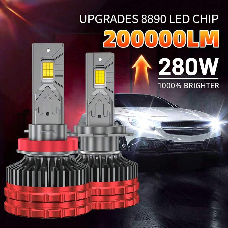 DrViAion 2 bóng đèn pha LED ô tô công suất cao 280W H4 H7 200000LM H11 9005 HB3 9006 HB4 9007 HB5 9008 H13 9012 HIR2 Bóng đèn pha LED ô tô