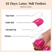 150PCS 15Sizes Beetles X Press Toenails, Berry Pie Hot Pink Short Square Press On Toe Nails, Natural Salon Quality Gel Nail Tips, Foot Manicure DIY Supplies For Women - S Square Toenails-Berry Pie - 查看 5