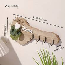 [Modern Key Holder] 1 Piece Wooden Key Rack Wall Decor With Heart Shaped Decoration And 4 Hooks - Home Decor Suitable For Kitchen, Living Room, Bedroom, Cute Room Decoration - A - View 2