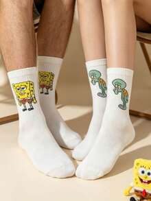 SpongeBob SquarePants 2 Pairs Unisex Fashion Casual Mid-Calf Socks, Versatile Spring/Summer Style - Multicolor - View 5
