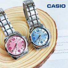 Casio 2pcs/Set Casual Women's Analog Watches, Blue & Pink Dial Stainless Steel Band, 50M Waterproof Date Function, Ideal For Daily Rotation & Different Outfits - one-size - View 2