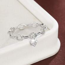 1 chiếc nhẫn nữ thiết kế hình trái tim đính đá Cubic Zirconia. - Nhiều màu - Xem 2