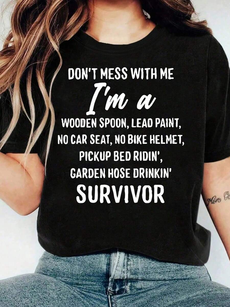 Women'S Casual Short Sleeve T-Shirt | Comfortable Fit, Wooden Spoon Survivor Print, Essential For Outdoor Travel, Spring And Summer Collection