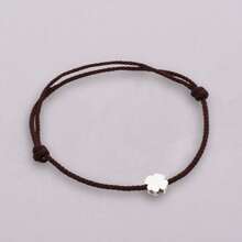 HuooNew 1pc Minimalist 925 Sterling Silver Four-Leaf Flower Red Rope Braided Adjustable Bracelet, Suitable For Daily Wear - Dark Grey - View 3