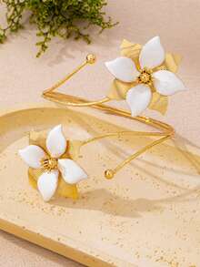 Niche Fashion, Elegant Personalized, Flower Enamel Metal Texture, Open Elegant, Arm Ring, Women's Daily Style (No Gift Box) - Multicolor - View 2