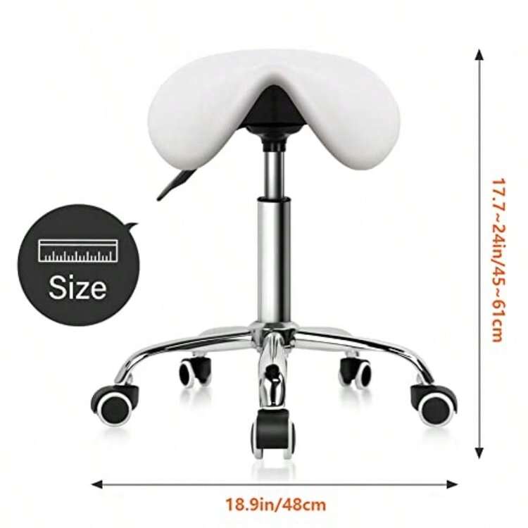KKTONER Taburete Giratorio Moderno de Piel sintética con Respaldo bajo Sillas giratorias de Oficina con reposapiés Ajustable en Altura para tareas domésticas de Dibujo - blanco - Añade 4