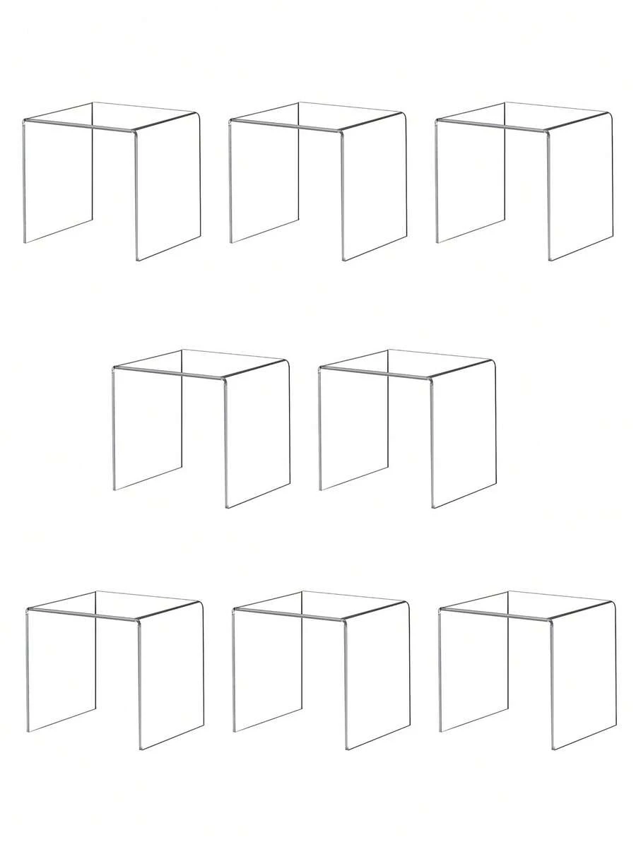 2pcs/8pcs Acrylic Display Stand, Thick Acrylic Display Cabinet, Suitable For Collectibles, Jewelry, Cupcakes, Food, Figurines, Perfume (Transparent) - Multicolor - View 1