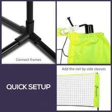 SOOZIER Portable Badminton Net, 10ft Volleyball Net, Foldable And Height Adjustable With Carry Bag, For Tennis, Badminton And Pickleball, Court Beach Backyard Games, Yellow - Yellow - View 5