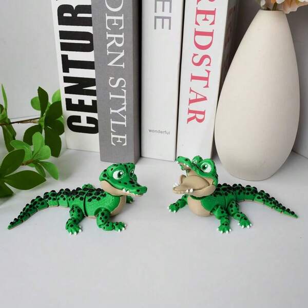 Cá sấu in 3D với các khớp cử động linh hoạt, chuyển động mượt mà, vật trang trí bàn làm việc hoàn hảo, trang trí bảng điều khiển nội thất xe hơi, trang trí bàn làm việc và văn phòng, đồ chơi gây cười, thích hợp cho Halloween, Giáng sinh, Ngày thiếu nhi.