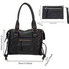 Fashionable Street Style Small Punk Retro Messenger Bag, Large Capacity Y2K Girl Motorcycle Handbag - Black - View 2