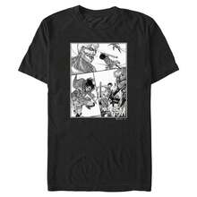 Camiseta de hombre con collage de paneles de Ataque a los Titanes - Negro - Ver 1