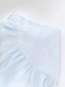 Jupe évasée champagne pour femmes, jupe midi longue plissée irrégulière avec lien à nouer - Bleu azur - Voir 3