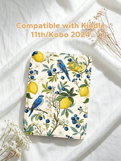 1 chiếc ốp bảo vệ Kindle họa tiết chanh, việt quất, hoa và chim cổ điển, bảo vệ toàn diện, chống rơi, chống bụi, chất liệu TPU mềm, đệm khí ở các góc giúp giảm sốc, phù hợp với Kindle Paperwhite thế hệ thứ 11 năm 2021, Kindle (thế hệ thứ 11) ra mắt năm 2022, Kindle (thế hệ thứ 11-2024) (6 inch), vừa vặn hoàn hảo để bảo vệ thiết bị đọc sách của bạn.