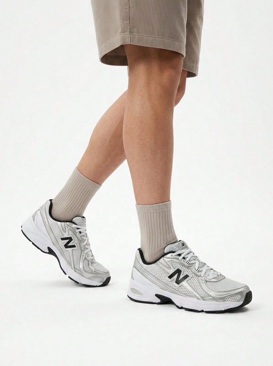Men's Sneakers U740 - White/Silver Metallic/Navy - View 1