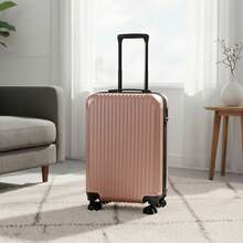 Hand Luggage Box, Trolley Luggage Box, Personal Luggage, 20-Inch Luggage Box, Striped Luggage Box, ABS Material, Personal Bag, Hard-Shell Luggage Box, Lightweight Luggage Box, Cabin Luggage Box, Suitable For Both Men And Women, 360° Rotating Wheels, Silent Wheels, New Product Launch, Suitable For Students, Families, Schools, Business Travel And Outings - Hồng - Xem 4