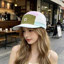 Gorra de béisbol de ala corta con bloques de color Dopamine, de secado rápido, para protección solar al aire libre, para pesca, vacaciones y festivales - A - Ver 2