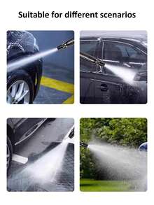 Pistola de agua de alta presión portátil, pistola de lavado de coches de alta presión 2X talla grande potente - Body de plástico duradero, boquilla de manguera de jardín ajustable, herramienta de limpieza potente para motocicletas y automóviles. Mango ergonómico y accesorios de metal, rociador multifunción, accesorio de lavado de automóviles. - Negro - Ver 6