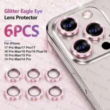 ZYONS Bộ 6 miếng dán bảo vệ ống kính camera lấp lấp lánh, tương thích với iPhone 17 Pro Max/17 Pro/17/16 Pro Max/16 Pro/16 Plus/16/15 Pro Max/15 Pro/14 Pro Max/14 Pro, kính cường lực đính đá, vòng bảo vệ màn hình bằng kim loại, 6 màu: Đen/Bạc/Vàng/Xanh dương/Tím/Hồng tím, bảo vệ camera điện thoại, tương thích với ốp lưng, phụ kiện điện thoại thời trang, phụ kiện điện thoại bền bỉ, bảo vệ ống kính, phụ kiện điện thoại hiện đại, kính chất lượng cao, dành cho người đam mê công nghệ. - Nhiều màu - Xem 12