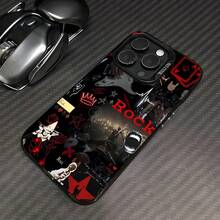 Las fundas para teléfono con diseño de collage musical de rock en negro y rojo son compatibles con , Apple, VIVO, OPPO, , Transsion, ,  y Honor. Fabricadas en silicona TPU, ofrecen protección contra golpes y caídas. - Negro - Ver 3