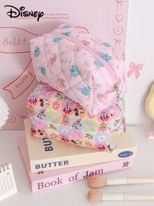 Disney Quilted Ditsy Floral Makeup Bags Handle Cosmetic Make Up Organizer Toiletry Bag Portable Travel Makeup Pouch Bags And Purses Pencil Case - Multicolor - View 5
