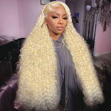 13x4 HD Lace Frontal Wig With 613 Blonde Deep Wave Human Hair - 250% Density Pre-Plucked With Baby Hair, Natural Looking Hairline & Scalp Texture, Comfortable Fit For Everyday & Special Events, Blonde Lace Front Wigs - S613 - 查看 4