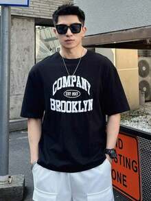 Summer Graphic Lettering Drop Shoulder T-Shirt - Black - View 10