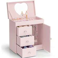 Vlando - Joyero musical para niñas regalo del día de San Valentín para niños caja de música grande con bailarina para decoración de recámara de cumpleaños regalo de joyería para niñas y niños - rosa claro - Ver 2