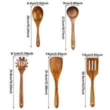 AIUHI 5pcs Wooden Utensils For Cooking, Wooden Spoons, Natural Wooden Kitchen Utensils Set - Brown - View 2