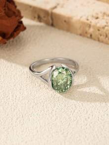 MODIAN 3CT Oval Green D Color Moissanite Ring 925 Sterling Silver Luxury Sparkling Jewelry Lab Diamond For Women Wedding Rings - Silver - View 7