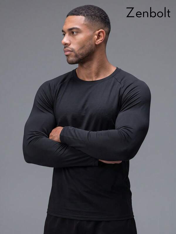 ZULIZ Camiseta deportiva para hombre, casual y holgada de manga corta para primavera/verano, cómoda para correr, fitness, tenis, golf, hockey, equitación y otros deportes en color negro
