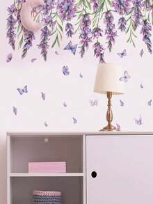 1pc Purple Rose Wall Sticker, Suitable For Living Room, Bedroom, Study, Also Can Be Given As Gift To Friends, Hanging Floral Wall Decal - With Adhesive Backing, Applicable For Bedroom, Homestay, Sofa Background Wall, Creating A Gentle Forest-Inspired Style - Wall Stickers - View 10