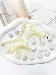 18pcs Colorful Shoe Accessories (Pearl Butterfly, Teddy Bear, Heart, Star, Flower) Cute & Sweet, Suitable For Spring/Summer Women's Shoes, Sandals, Slippers, Beach Shoes, Garden Shoes, DIY Decorative Accessories, Ideal Fashion Item, Holiday/Birthday/Party Gift, Pink 15pcs Beige - Multicolor - View 7