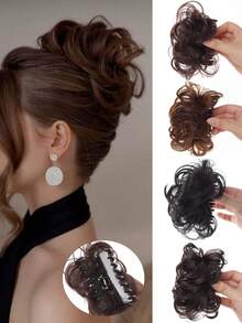 Clip-On Flower Bud Bun Synthetic Wig Hairpiece Hair Claw Curl Bun For Women Daily Use - Multicolor - View 1