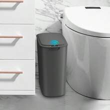 Cesun Bote de basura automático con sensor de movimiento para baño con tapa cubeta de basura sin contacto de 2.6 galones cubeta de basura delgado de plástico inteligente pequeño gris para inodoro - Gris - Ver 9