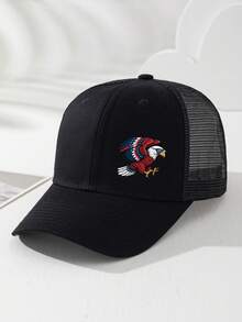 1副男女通用可调节尺寸硬顶网眼太阳镜，爱国雄鹰图案，简约风格，海军蓝和多色拼接，休闲户外运动帽，适合日常佩戴、钓鱼、海滩、派对、送礼、旅行、度假 - B - 查看 14