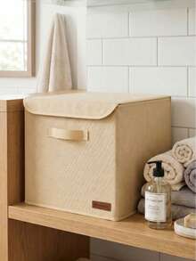 1 chiếc hộp có nắp màu xám 30x30x30 cm - Giỏ đựng đồ chơi - Giỏ đựng quần áo - Hộp đựng đồ dùng phòng tắm - Hộp lưu trữ - Màu be - Xem 4