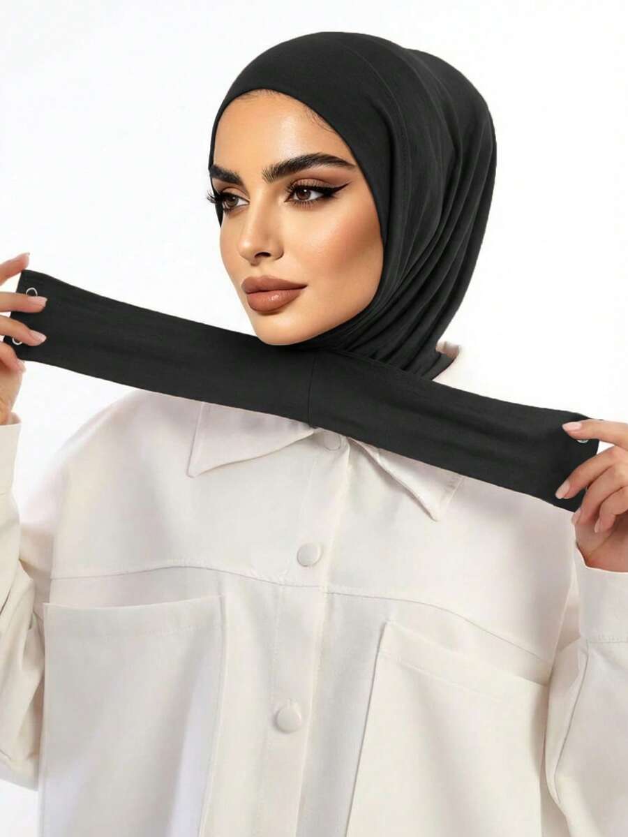 Women's Inspirational Instant Headscarf - Easily Changeable Styles, Suitable For Casual Daily Wear - Black - View 1