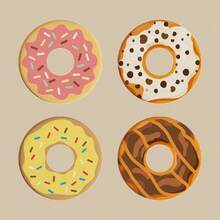 Bộ 4/8/12 đế lót ly hình bánh donut dễ thương, đế lót ly chịu nhiệt, chống trượt chủ đề đồ ăn hoạt hình, thích hợp cho bàn cà phê, làm đẹp cho nhà bếp và trang trí nhà cửa. - Tròn - Xem 7