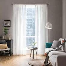 Plain Sheer Voile Curtains 300x270 Cm – Lightweight, Airy, Suitable For Curtain Track & Rustic Rod - White - View 5