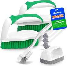 Holikme 7 Pack Deep Cleaning Brush Set, Scrub Pads With Scraper Tip For Pool Walls, Bathroom, Grout, Floor, Bike, Tub, Shower, Kitchen Surface (Green) - ColorD - View 1