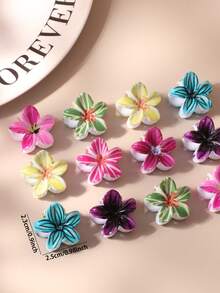 10/20/30 piezas Pinzas para el cabello con flores de margarita a rayas apagadas, Pinzas para el flequillo minimalistas y lindas, Color aleatorio, Festival, Fiesta - Multicolor - Ver 5