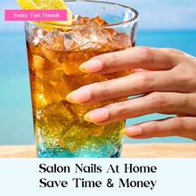 224PCS 7 Colors Beetles Summer Press On Nails, Short Almond Classic French Tip Fake Nails, Rainbow Soft Gel False Nail Tips, DIY Nail Art Manicure Gifts For Women - 7 Colors S Almond-Summer Fruity Tart French - 查看 3