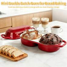 Enameled Cast Iron Dutch Oven With Lid, Suitable For Sourdough Bread Baking - Enameled Cast Iron Bread Pot - 500°F Oven Non-Stick Bread Pot, Dual Round Bread Baking Pans For Homemade Baking - View 3