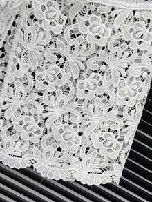 1pc French Lace Embroidery Wrap Apron, Soft Tie-Up Asymmetrical Layered Waist Chain - Multicolor - View 3