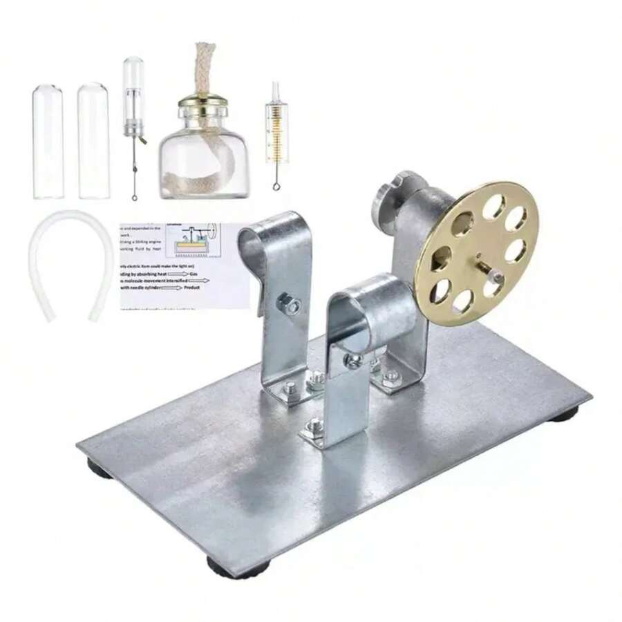 Stirling Engine Kit, Hot Air Stirling Engine, Single Flywheel, Physics Science Education Toy - Silver - View 1