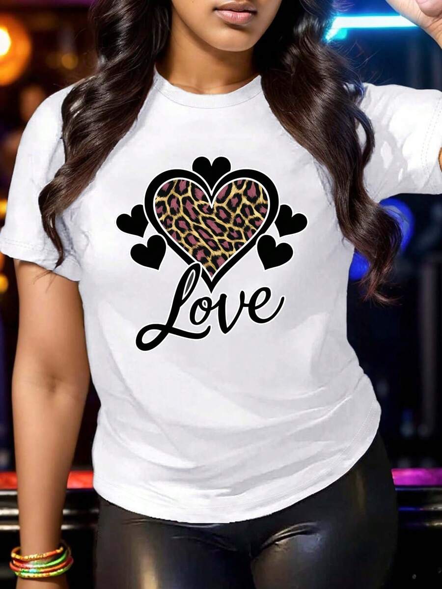 Corazón Leopardo Pure mujer camiseta confort ajuste