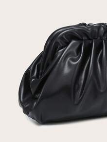 Tas Clutch PU Wanita Berlipit Motif Awan Warna Polos, Gaya Retro, Kapasitas Besar, Modis, Cocok untuk Jalan-jalan dan Pesta - Hitam - View 5