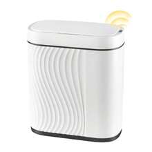 Cubo de Basura Automático con Sensor para Baño - 8L Sin Contacto Estrecho e Impermeable con Tapa - Ideal para Inodoro Dormitorio Oficina y Salón - Blanco - Ver 9