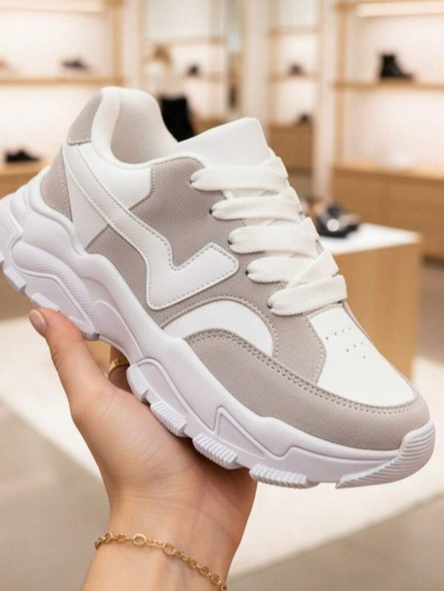 Marts Women's Chunky Platform Shoes With Tractor Sole - 灰色的. - 查看 1